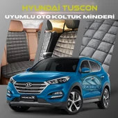 Hyundai Tuscon Antrasit Renk Tay Tüyü Cepli & Terletmez Sırtlı Oto Koltuk Minder Seti - Koltuk Koruma Kılıfı (ÖN & ARKA TAM SET) - 1