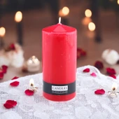 Baton Mum Kırmızı Silindir Dekoratif Mumu Kandil Hediyelik Fitilli Mumlar Şamdan Kokusuz 6 x 13 cm - 3
