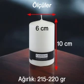 Baton Mum Beyaz Silindir Dekoratif Mumu Kandil Hediyelik Fitilli Mumlar Şamdan Kokusuz 6 x 10 cm - 2