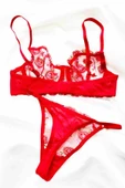 ARONA Lingerie Balenli Kırmızı Sütyen Takımı - 3
