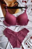 Feta Kadın Pembe Dolgulu Dantelli Südyen Külot Iç Çamaşırı Takımı - 2