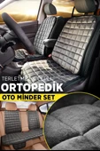 Opel Astra H Antrasit Renk Tay Tüyü Cepli & Terletmez Sırtlı Oto Koltuk Minder Seti - Koltuk Koruma Kılıfı (ÖN & ARKA TAM SET) - 2