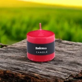 Baton Mum Kırmızı Silindir Dekoratif Mumu Kandil Hediyelik Fitilli Mumlar Şamdan Kokusuz 6 x 6 cm - 7