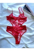 RUYAZ TEKSTİL Kırmızı Kalpli Bodysuit Iç Çamaşır Takımı Yılbaşı Özel thumbnail 2