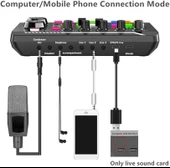 Monozone Stüdyo Kayıt Canlı Yayın Ses Mikseri Bluetooth Şarjlı Ses Kartı Dj Mikrofon Bağlantılı thumbnail 4