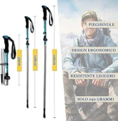 Monozone 2Li Katlanabilir Yürüyüş Batonu Kayak Batonu Hafif  Alüminyum Trekking Tırmanma Baston Kamp - 5