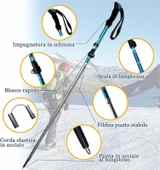 Monozone Katlanabilir Yürüyüş Batonu Kayak Batonu Hafif  Alüminyum Trekking Tırmanma Baston Kamp - 4
