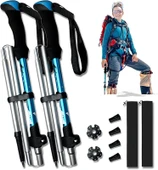 Monozone 2Li Katlanabilir Yürüyüş Batonu Kayak Batonu Hafif  Alüminyum Trekking Tırmanma Baston Kamp - 3