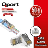 QPORT Q-J601Y CAT6 50 LİK PAKET EZ-RJ45 METAL YENİ NESİL KONNEKTÖR - 1