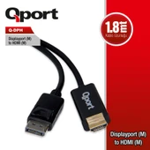 QPORT Q-DPH DISPLAY PORT TO HDMI CEVIRICI 1.8M KABLO - 1