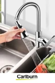 Premium 720 Derece Dönebilen Kaliteli Şık Lavabo Mutfak Banyo 3 Fonksiyonlu Metalik Musluk Başlığı - 5