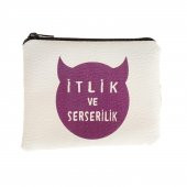 İTLİK VE SERSERİLİK TASARIMLI SÜET BOZUK PARA CÜZDANI - 1