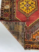 112 x 167 cm Yıkanabilir  Küçük Boy Sarı tonları olan El Dokuma Uşak Kilimi - 6