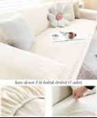 upmall Streç Lastikli Esnek Yikanabilir Kare Desen Berjer Üç Kişilik Koltuk Örtüsü Koltuk Kılıfı (Bir Adet) - 6