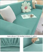 upmall Streç Lastikli Esnek Yikanabilir Kare Desen Berjer Üç Kişilik Koltuk Örtüsü Koltuk Kılıfı (Bir Adet) - 9