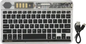 Vorcom S12 10.1" Uyumlu Kablosuz Bluetooth Şarjlı Transparan Rgp 7 Renk Işıklı Klavye - Gri - 3