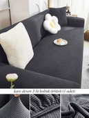 upmall Streç Lastikli Esnek Yikanabilir Kare Desen Berjer Üç Kişilik Koltuk Örtüsü Koltuk Kılıfı (Bir Adet) - 2