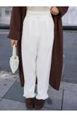 Beyaz pallazo kumaş pantolon - 1