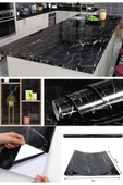5 Metre Siyah Mermer Desenli Yapışkanlı Kaplama Kağıdı Mutfak Tezgah Raf Masa Dolap Folyo Sticker - 2