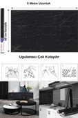5 Metre Siyah Mermer Desenli Yapışkanlı Kaplama Kağıdı Mutfak Tezgah Raf Masa Dolap Folyo Sticker - 4