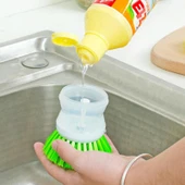 Sıvı Deterjan Hazneli Bulaşık Yıkama Fırçası Mutfak Banyo Lavabo Ocak Temizlik Süngeri - 4