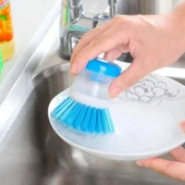 Sıvı Deterjan Hazneli Bulaşık Yıkama Fırçası Mutfak Banyo Lavabo Ocak Temizlik Süngeri - 7