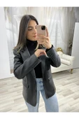 SİYAH DERİ BLAZER CEKET - 2