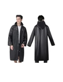 Su Geçirmez Eva Kumaş Yağmurluk Siyah Kapşonlu Çıtçıtlı Yağmurluk - 5