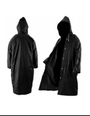 Su Geçirmez Eva Kumaş Yağmurluk Siyah Kapşonlu Çıtçıtlı Yağmurluk - 4