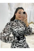 ZEBRA DESENLİ BELİ LASTİKLİ BLUZ - 2