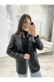 SİYAH DERİ BLAZER CEKET - 1