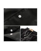 Su Geçirmez Eva Kumaş Yağmurluk Siyah Kapşonlu Çıtçıtlı Yağmurluk - 7