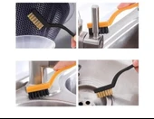 3 lü Bakır Plastik Çelik Tel Fırçası Seti Derz Lavabo Mutfak Buji Yağ Kir Temizleyici Fırça - 3