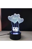 3d Üç Boyutlu Kalpli Balonlar ve Love Gece Lambası Dokunmatik Renk Değiştiren - 3