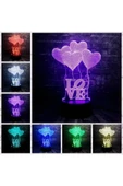 3d Üç Boyutlu Kalpli Balonlar ve Love Gece Lambası Dokunmatik Renk Değiştiren - 1