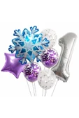 Kar Tanesi Frozen Elsa Kış Konsept Snowflake 1 Yaş Balon Konsept Doğum Günü Set Yaş Balon Set thumbnail 1