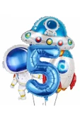 Uzay Astronot Uzay Gemisi Roket 5 Yaş Balon Set Uzay Astronot Konsept Doğum Günü Set thumbnail 1