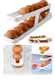 2 Katlı Otomatik Buzdolabı Yumurta Dağıtıcı Kutu Yumurtalık Rafı Sepeti Saklama Kabı - 1
