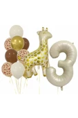 Zürafa 3 Yaş Balon Folyo Set Konsept Doğum Günü Set Yaş Balon Set - 1