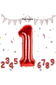 Rakam Folyo Balon Kırmızı Rakam Balon Kırmızı 1 Yaş Balon 76 Cm Sayı Balon Uçan Balon Helyum Balon thumbnail 1