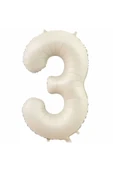 3 Rakam Folyo Balon Krem Renk Rakam Balon Yaş Balon 76 Cm Sayı Balon Uçan Balon Helyum Balon thumbnail 2