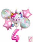 Unicorn Kedi Kitty Konsept 4 Yaş Balon Unicorn Konsept Doğum Günü Set Yaş Balon Set thumbnail 1