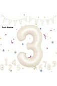 3 Rakam Folyo Balon Krem Renk Rakam Balon Yaş Balon 76 Cm Sayı Balon Uçan Balon Helyum Balon thumbnail 1