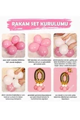 3 Yaş Krom Pembe-gümüş Renkler Altın Taçlı Balon Seti - 2