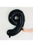 Siyah Rakam Balon Folyo 9 Yaş Rakam Balon 76cm (34 Inc Helyum Uyumlu) thumbnail 2