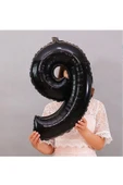 9 Yaş Siyah Rakam Balonlu Şimşek Mcqueen Balon Seti Arabalar Konfetili Şeffaf Balon thumbnail 2