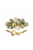 Gold One Kaligrafi Banner Küf Yeşili Krom Gold Deniz Kumu Balon Mini Zincir Set - 1