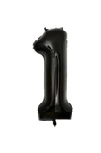 Siyah Rakam Balon Folyo 1 Yaş Rakam Balon 76cm (34 Inc Helyum Uyumlu) thumbnail 4