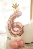 Rakam Balon Karşılama Seti 6 Yaş Rose Gold Rakam Balon Altın Kral Taçlı 6 Rakamlı Balon thumbnail 1