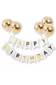 Happy Bırthday Banner Yazı Ve Konfetili Şeffaf Balon Seti thumbnail 1